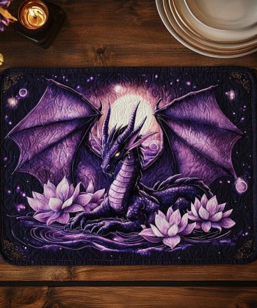 Dragon Realm Quilted Placemat for Dining Table — Majestic Dragon Scene Table Mat, Durable Quilted Protection & Stylish Kitchen Accent, Great Gift