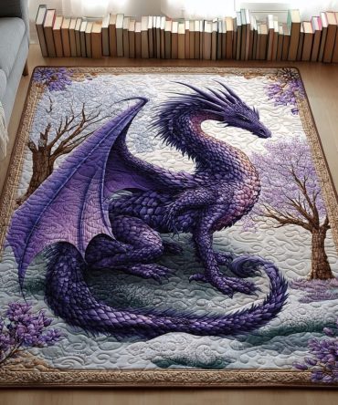 Dragon Sky Decorative Area Rug — Ethereal Dragon Motif Rug, Plush Soft Pile, Fade-Resistant Print For Bedroom, Living Room & Studio