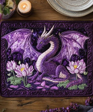 Mystical Dragon Spirit Quilted Placemat for Dining Table — Bold Asian-Inspired Table Mat with Vibrant Motif, Durable & Easy-Care, Perfect Gift Accent