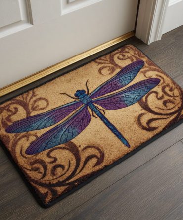 Dragonfly Charm Garden Doormat — Delicate Dragonfly Coir Welcome Rug, Weather-Resistant Outdoor Entry Mat For Patio And Porch Decor