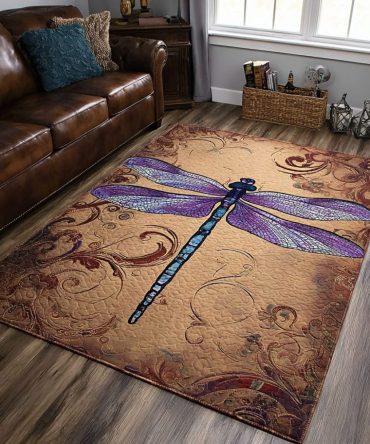 Dragonfly Dream Bohemian Area Rug — Ethereal Insect Motif, Hand-Feel Soft Pile, Perfect For Boho Living Rooms, Bedrooms & Creative Spaces