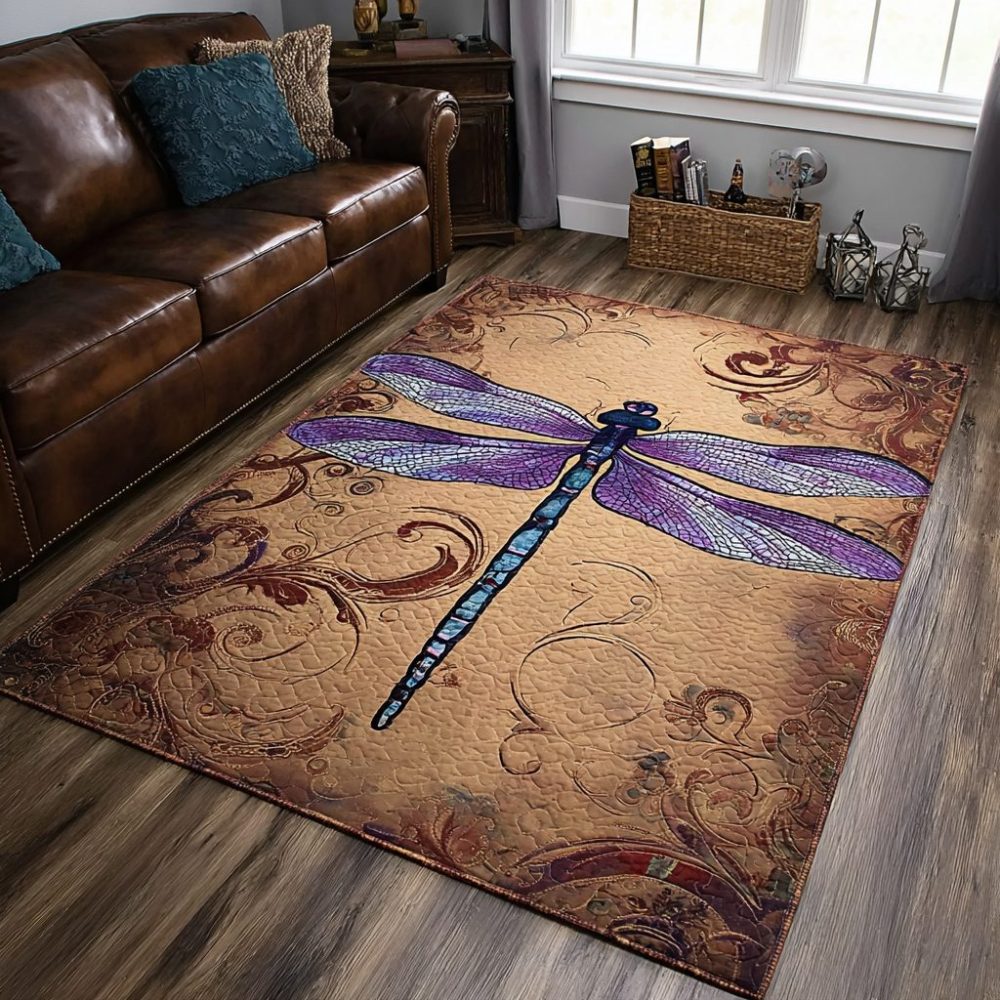 Dragonfly Dream Bohemian Area Rug — Ethereal Insect Motif, Hand-Feel Soft Pile, Perfect For Boho Living Rooms, Bedrooms & Creative Spaces