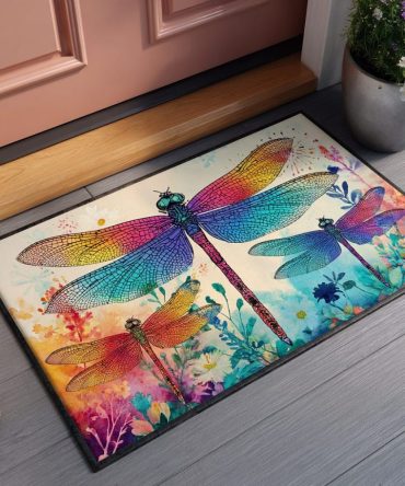 Dragonfly Garden Decorative Doormat — Heavy-Duty Coir Welcome Mat With Non-Slip Backing, Weatherproof Outdoor Rug For Porch, Patio & Entryway