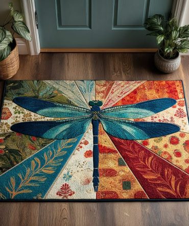 Dragonfly Glow Welcome Mat - Luminous Dragonfly Art Outdoor/Indoor Doormat, Quick-Dry Surface & Non-Slip Rubber Backing For Garden Entries
