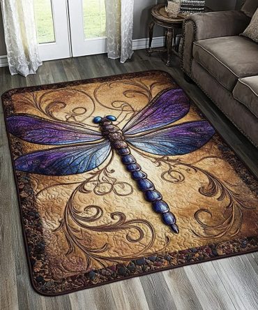 Dragonfly Light Minimalist Area Rug — Subtle Neutral Accent Rug For Bedroom & Living Room, Soft Texture, Low-Profile, Easy-Clean