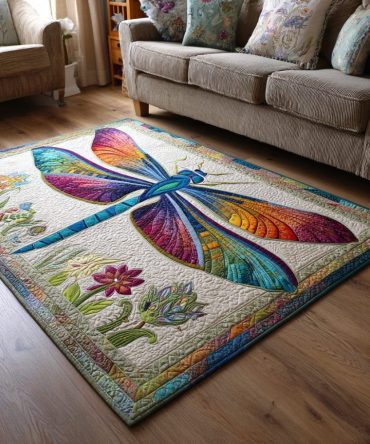 Dragonfly Sky Blue Area Rug — Soothing Coastal-Style Rug For Living Room & Bedroom, Soft Pile, Durable Construction, Easy-Maintenance