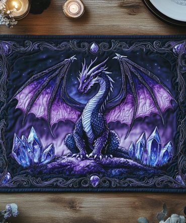 Dragonheart Quilted Placemat - Mythic Dragon Emblem in Rich Hues, Heavy Quilting, Heat-Proof & Machine Washable Table Accent