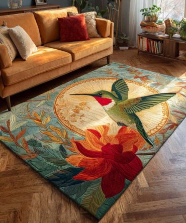 Dream Hummingbird Decorative Rug — Vibrant Nature-Inspired Area Rug For Living Room & Nursery, Soft Texture, Durable Low-Profile Design