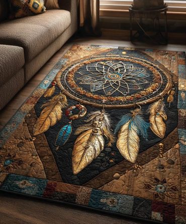 Dreamcatcher Echo Bohemian Rug — Ethereal Dreamcatcher Design Area Rug For Living Rooms & Bedrooms, Soft Low-Profile Weave, Durable Finish