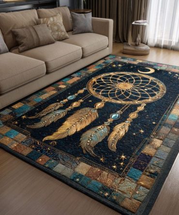Dreamcatcher Glow Accent Rug — Warm Boho Area Rug With Whimsical Motif, Plush Comfort, Fade-Resistant & Easy-Care For Everyday Living