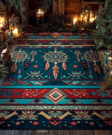 Boho Dreamcatcher Spirit Path Runner Rug - Long Low-Pile Area Rug For Hallway, Entryway & Living Room, Durable, Non-Slip, Easy Clean