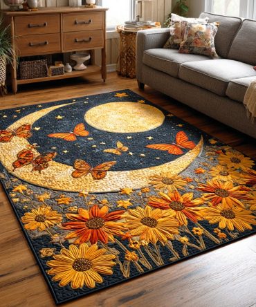Dreamy Flight Avian Print Area Rug - Ethereal Bird Design Low-Pile Accent Rug For Living Room, Bedroom & Sunroom, Durable & Soft