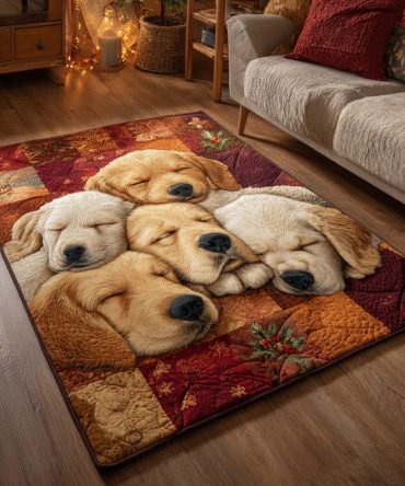 Dreamy Golden Retriever Plush Area Rug - Warm Dog Portrait Accent Rug For Living Room, Bedroom & Pet Spaces, Soft Low-Pile & Durable