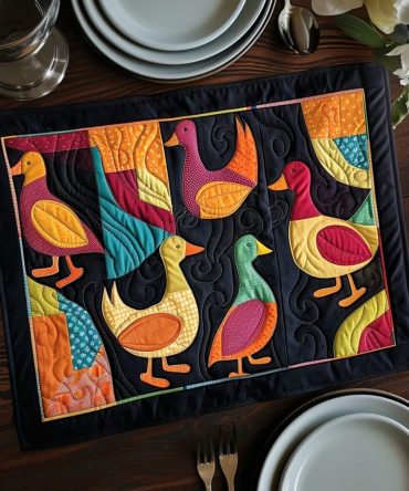 Handmade Duck Puzzle Quilted Placemat - Waterproof Cotton Dining Mat, Farmhouse Table Protector & Decorative Accent