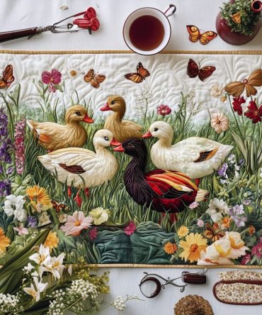 Charming Duckling Quilted Placemats — Whimsical Duck Table Decor for Kitchens & Nurseries, Soft Cotton, Machine-Washable, Protective Pads
