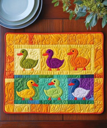 Charming Duckling Quilted Table Placemat — Premium Cotton Farmhouse Dining Accent, Durable Heat-Resistant & Machine Washable