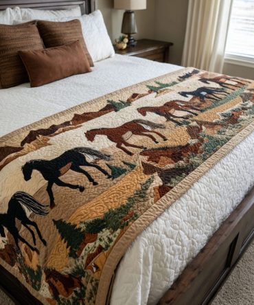Dusty Spur Quilted Bed Scarf — Southwestern Saddle-Inspired Bed Runner, Rustic Western Accent For Cozy Ranch & Lodge Bedrooms, Reversible Design