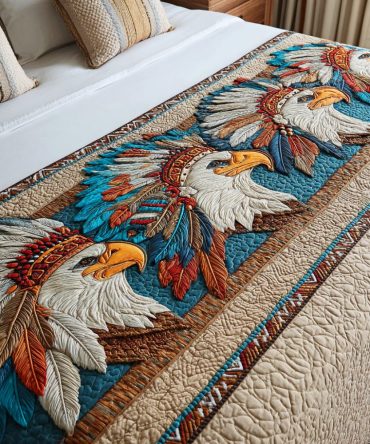 Eagle Freedom Quilted Bed Runner — Bold Patriotic Motif For Statement Bedroom Decor, Durable & Easy-Care Accent