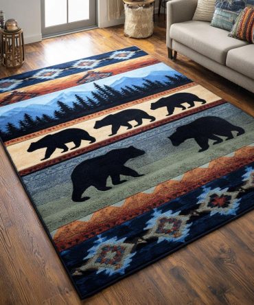 Earth Bear Comfort Area Rug — Eco-Inspired Bear Motif Rug With Soft Pile, Durable Fibers, Non-Slip Backing & Multi-Room Versatility