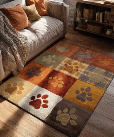 Earthy Forest Paw Kids Area Rug — Playful Forest Paw Print Rug For Playrooms & Nurseries, Soft, Durable, Non-Slip Backing & Easy-Clean Surface