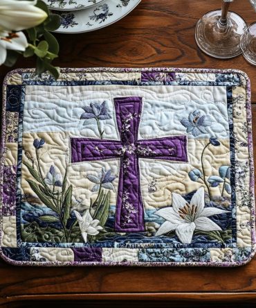 Easter Bliss Quilted Placemat — Pastel Spring Dinner Mat, Floral Easter Table Decor, Machine-Washable & Gift-Ready Design