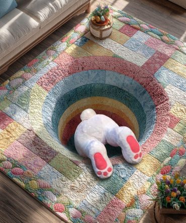Easter Bunny Hideaway Play Rug — Cute Bunny-Themed Kids Area Rug For Nursery Or Playroom, Soft, Durable & Stain-Resistant With Non-Slip Backing