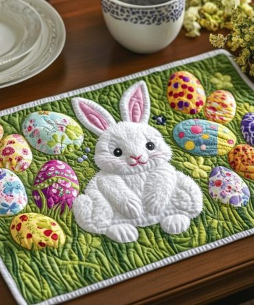 Easter Cheer Quilted Placemat – Festive Spring Table Mat With Pastel Motifs, Soft Cotton Quilting, Machine-Washable & Perfect For Holiday Brunch