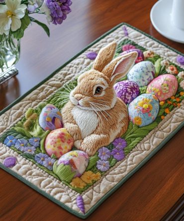 Easter Quilted Placemat With Festive Pastel Motifs — Soft Cotton Table Mat, Machine-Washable & Gift-Ready, Perfect Seasonal Dinner Decor