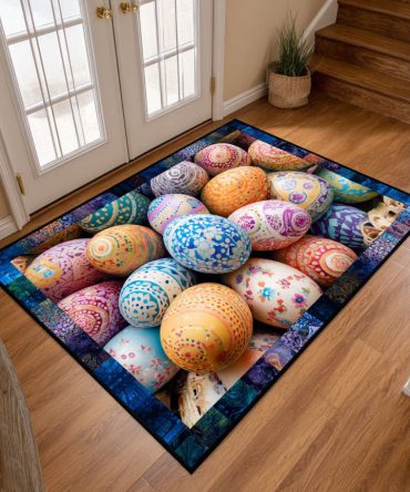 Easter Egg Wonderland Decorative Area Rug — Vibrant Pastel Egg Patterns For Festive Spring Living Room, Nursery & Entryway
