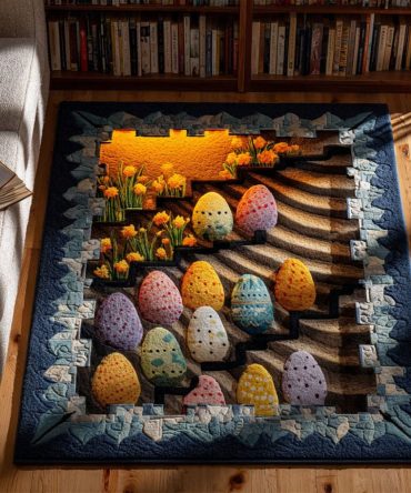 Spring Garden Pathway Easter Area Rug — Floral & Egg Motif Runner-Style Rug For Entryways, Kitchens & Cozy Hallways