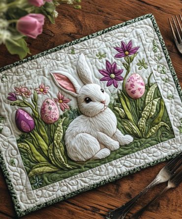 Easter Sunrise Quilted Placemat — Pastel Holiday Table Mat, Festive Cotton Quilting, Machine-Washable & Perfect for Spring Brunch