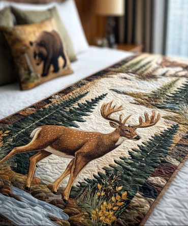 Echo Pines Quilted Bed Scarf For Mountain & Lodge Decor - Luxury Cotton-Blend Bed Runner, Reversible, Lightweight, Machine Washable