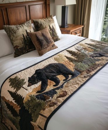 Echoing Forest Quilted Bed Runner – Elegant Nature-Themed Bedding Accessory For Cozy Bedrooms, Premium Quilting, Low-Maintenance Care