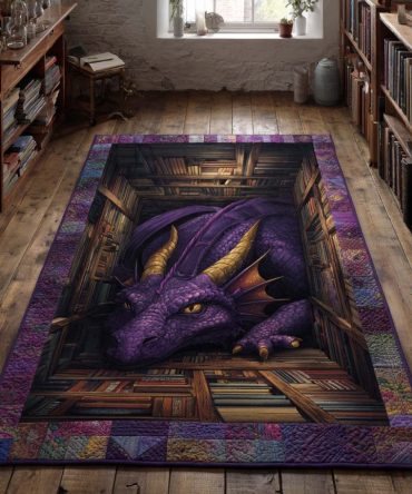 Mystical Dragon Vault Area Rug — Gothic Fantasy Statement Rug For Living Room, Soft Durable Low-Pile Accent Carpet
