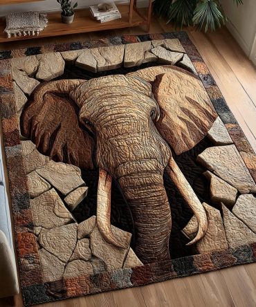Tranquil Elephant Dream Area Rug — Boho-Chic Soft Accent Rug For Living Room, Bedroom, Nursery, Eco-Friendly Fabric