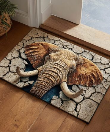 Gentle Elephant Welcome Mat - Whimsical Elephant Design Indoor/Outdoor Doormat, Absorbent Surface & Non-Slip Backing — Ideal Animal Lover Gift