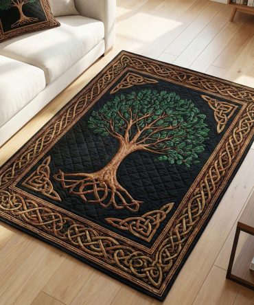 Emerald Roots Nature Rug - Botanical Moss-Green Pattern, Durable Low-Profile Fibers, Eco-Friendly Accent For Living Room & Home Office