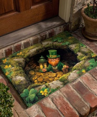 Emerald Cave Glow Door Rug — Deep Green Gemstone-Inspired Outdoor/Indoor Doormat, Durable Non-Slip Welcome Mat For Stylish Porch Entrances