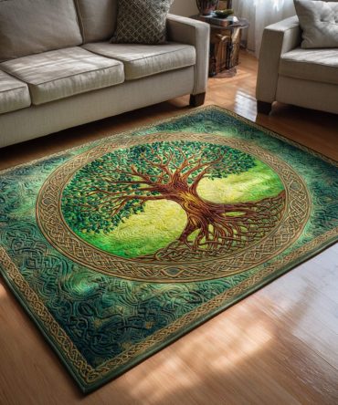 Emerald Circle Area Rug — Luxe Round Green Area Rug For Contemporary Spaces, Soft Low-Pile, Statement Geometric Design
