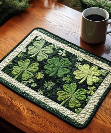 Emerald Field Quilted Placemat - Lush Green Meadow Table Mat for Rustic & Modern Dining, Machine Washable