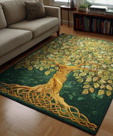 Emerald Halo Plush Area Rug - Subtle Radiant Pattern, Ultra-Soft Pile, Stain-Resistant Fibers, Non-Slip Backing For Living Room & Nursery