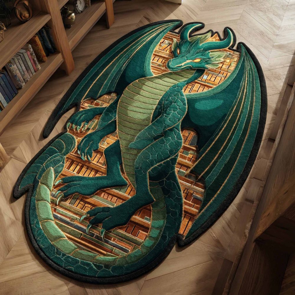 Custom Emerald Wing Rug - Eye-Catching Wing-Shaped Accent, Plush Low-Pile Fibers, Non-Slip Backing For Nursery, Bedroom & Studio Spaces