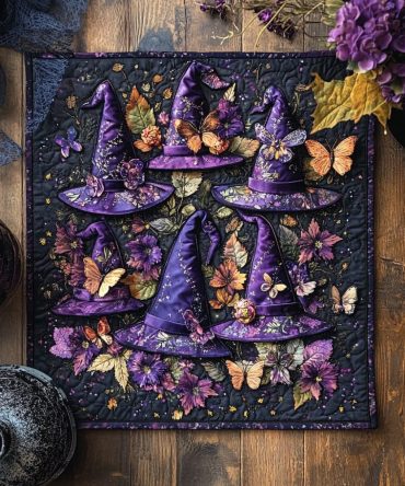 Enchanted Fall Quilted Placemat — Autumn Leaves Table Mat, Warm Rustic Colors, Thick Quilting, Easy Care, Holiday Dining Decor