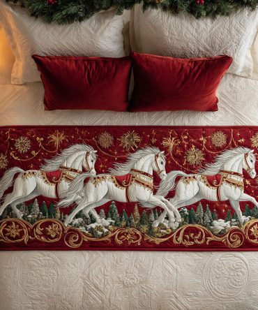 Enchanted Horses Quilted Bed Runner — Charming Equestrian Bedding Accent For Bedrooms, Nurseries & Country-Chic Décor