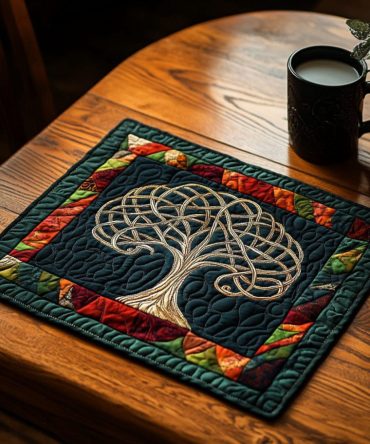 Enchanted Path Quilted Placemat — Charming Cotton Table Mat with Storybook Pattern, Durable, Heat-Resistant & Washable