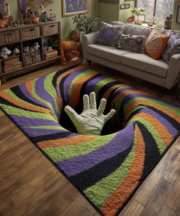 Dramatic Abstract Black & Gray Area Rug — Deep-Texture Modern Accent Rug For Living Room, Bedroom, Entryway (Statement Floor Covering)