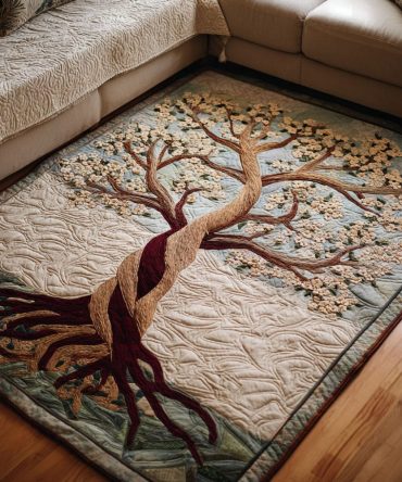 Eternal Branch Contemporary Rug — Subtle Botanical Area Rug For Modern Living Spaces, Bedrooms & Offices (Neutral Tones, Sophisticated Texture)