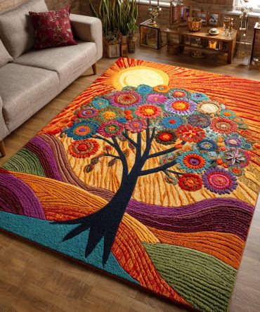 Eternal Roots Vintage-Inspired Rug — Earthy Tree Root Design Area Rug For Rustic & Boho Living Rooms, Entryways (Worn-Look Charm)