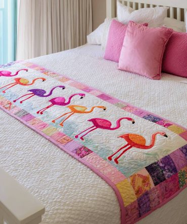 Everglade Charm Quilted Bed Runner — Lush Green Botanical Bed Scarf, Reversible Cotton-Blend Accent For Queen & King Beds