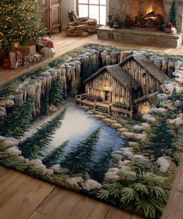 Evergreen Cabin Path Rug — Rustic Forest Runner & Area Rug With Nature-Inspired Pattern For Cabins, Entryways & Mudrooms (Durable Outdoor Vibe)